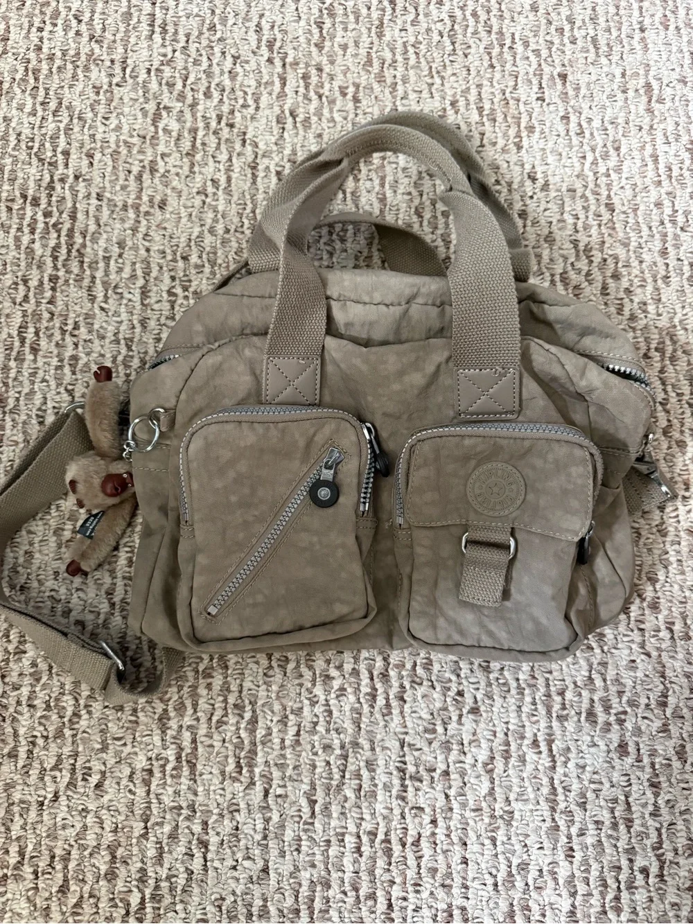 Taupe Kipling Defea Multi-Pocket Women’s Shoulder Bag